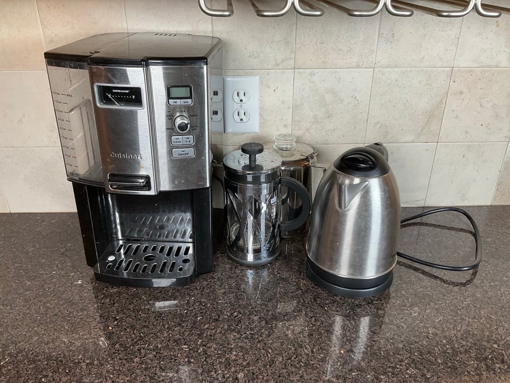 Cuisinart Coffee Maker, Chefman Kettle and Bodum French Press