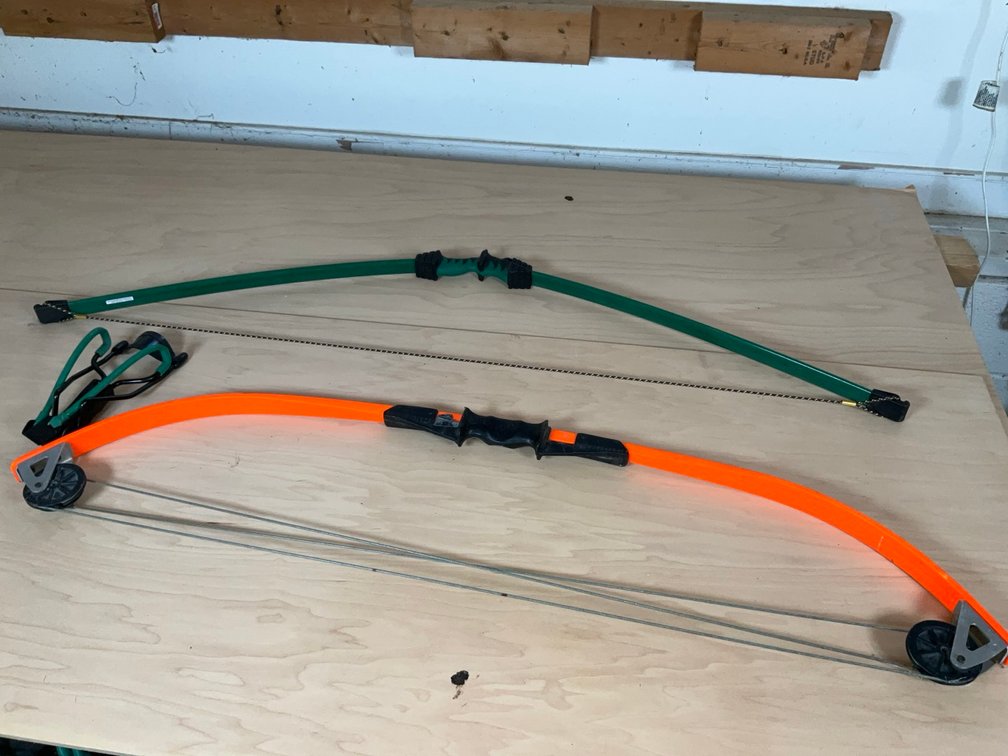 Bear Archery Goblin Bow and Spirit Compound Bow with Slingshot