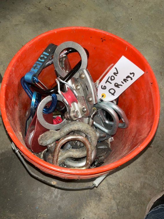 Climbing and Rigging Hardware Lot Including Petzl Ascender and Pulleys