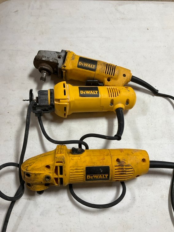 DeWalt Corded Angle Grinders and Cut-Out Tool Lot of Three