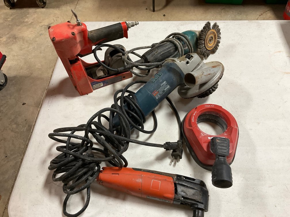 Bosch and Makita Grinders with Fein MultiMaster and Pneumatic Stapler