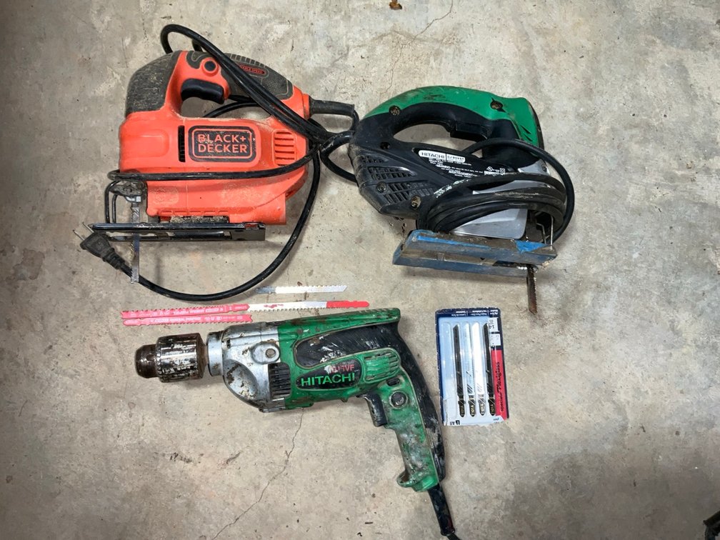 Hitachi Corded Drill and Jigsaws with Black & Decker Saw Plus Blades