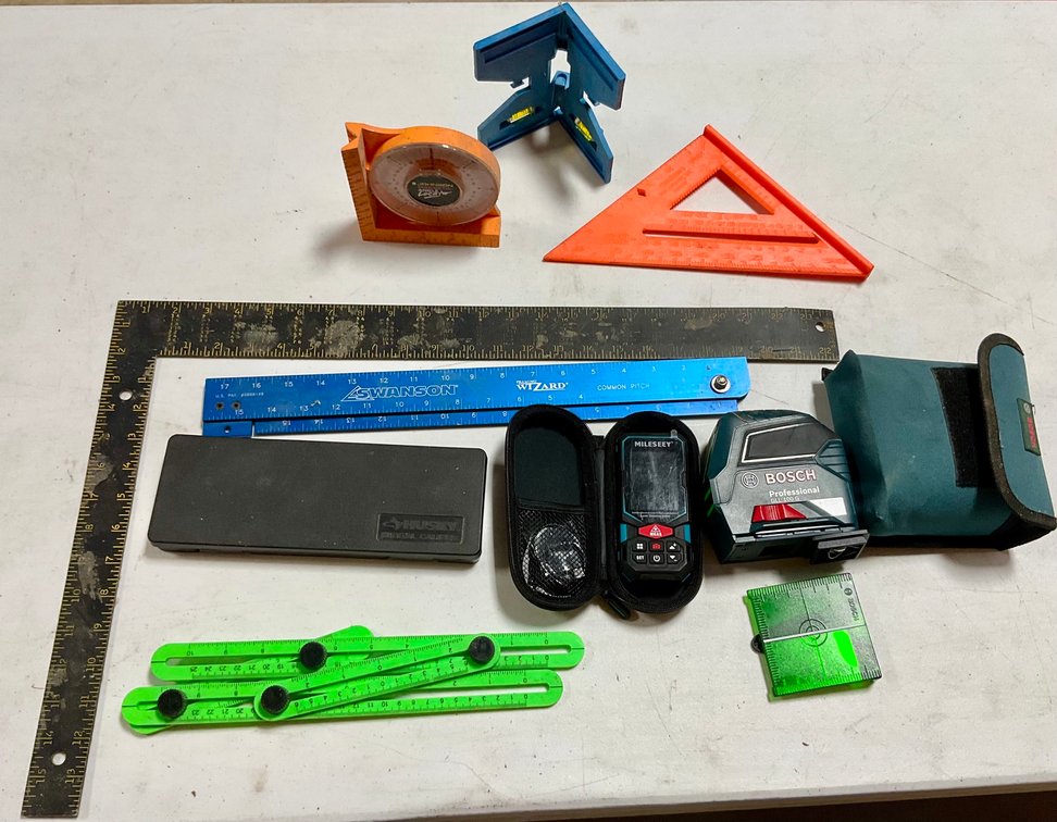 Bosch Laser Level, Mileseey Distance Measurer And Precision Layout Tools Lot