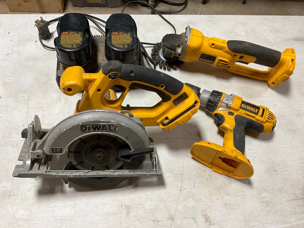 DeWalt 18V Cordless Power Tool Lot with Charger and Batteries