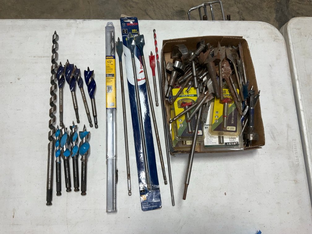 Assorted Drill Bits, Spade Bits, Hole Saws To Include Bosch, Irwin & Diablo
