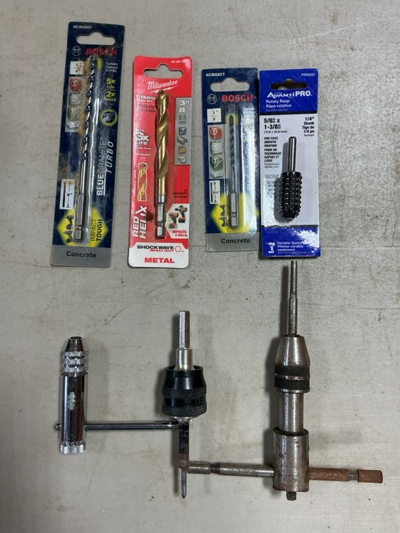 Assorted Drill Bits Tap Wrenches and Machining Accessories