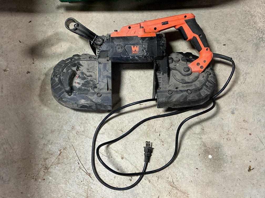 Portable Band Saw with Milwaukee Blades and Funnels