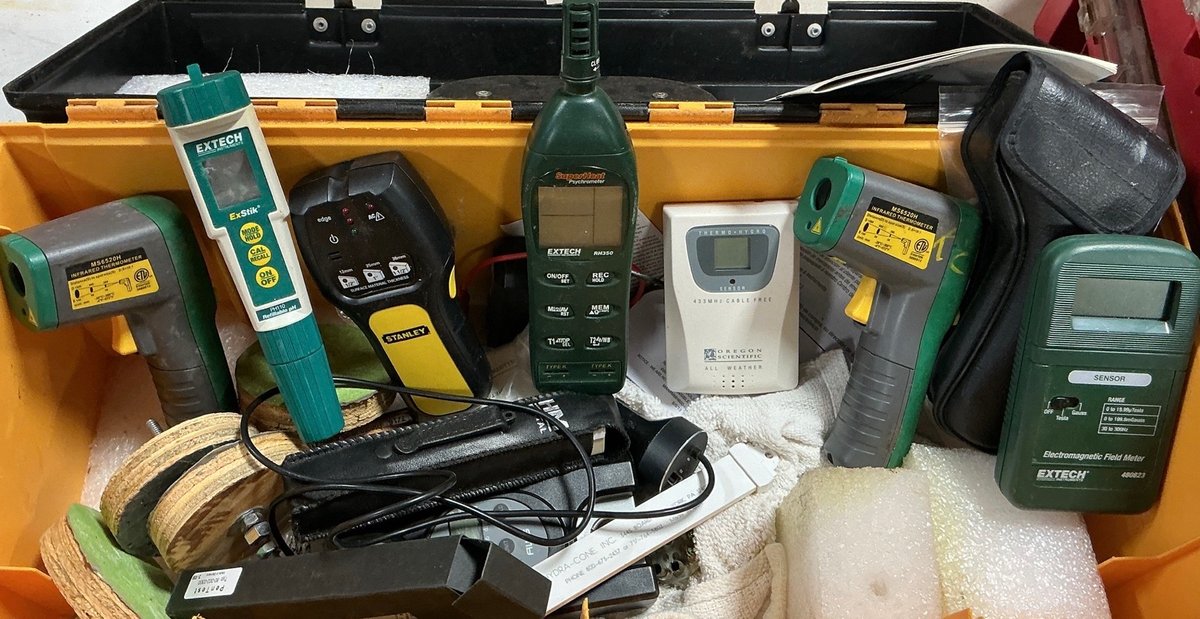 Extech Stanley Raytek Testing and Diagnostic Equipment Lot with Toolbox