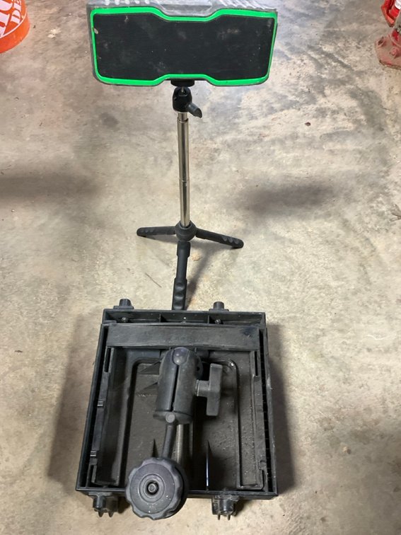 RAM Tough-Tray Laptop Mount and AOMAIS Bluetooth Speaker on Stand