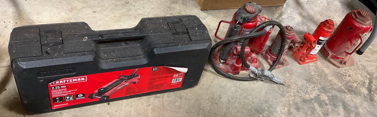 Craftsman Trolley Jack and Assorted Hydraulic Bottle Jacks