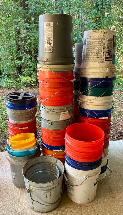 Large Assortment of Five Gallon Utility Pails and Buckets
