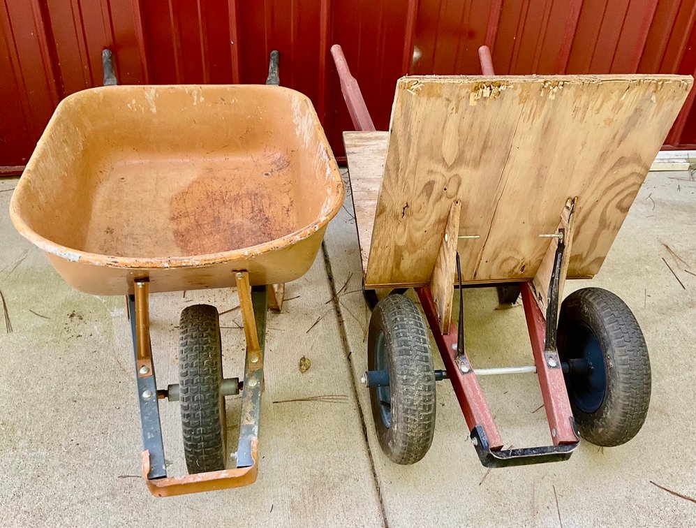 True Temper Single-Wheel Wheelbarrow and Dual-Wheel Plywood Utility Cart