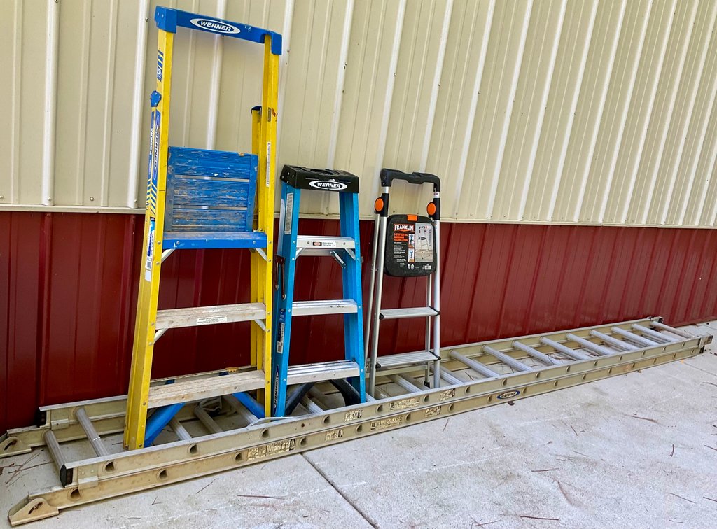 Werner Extension Ladder,  Werner Stepladders and Franklin Step Stool Lot