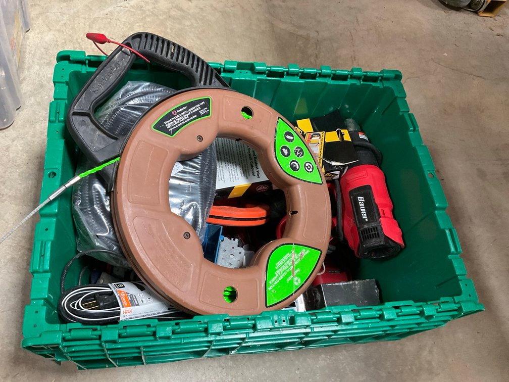 Assorted Electrical and Hand Tools Featuring Southwire Fish Tape