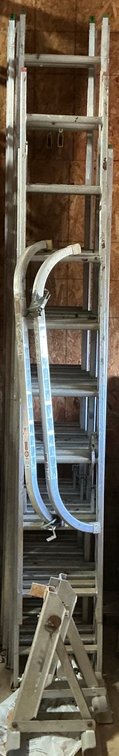 Werner Aluminum Extension Ladders with Stabilizer and Platform Jacks