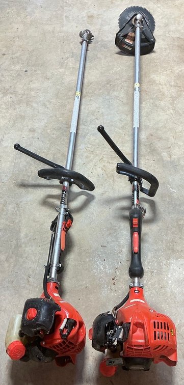 Pair of Echo SRM-225 Gas Trimmers With Brushcutter Attachment