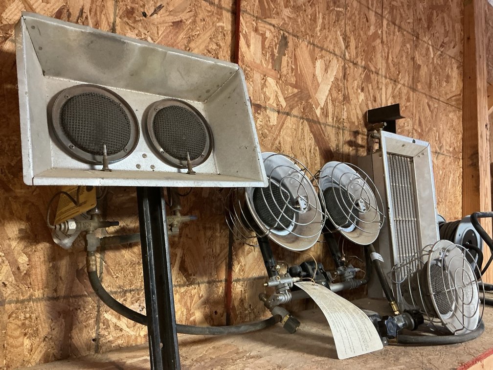 Assorted Propane Space Heaters with Regent Halogen Work Light