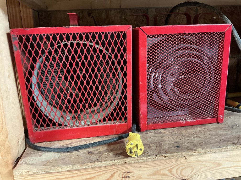 Pair of Red Industrial Electric Portable Garage Heaters 240V