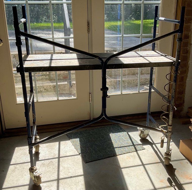 Blue Steel Rolling Utility Scaffold Work Platform With Locking Casters