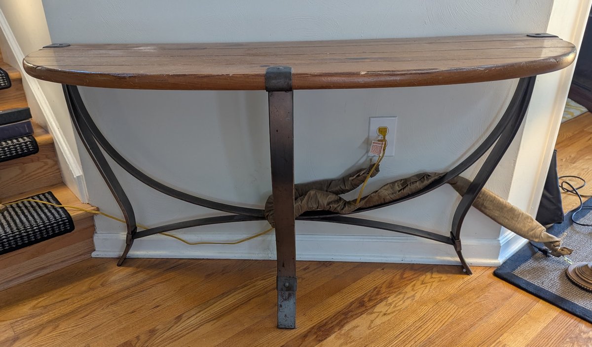 Demilune Half Moon Console Table with Curved Iron Base