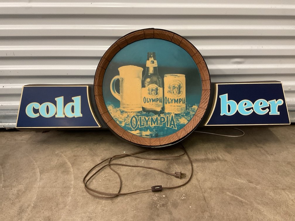 Olympia Cold Beer Plastic Sign
