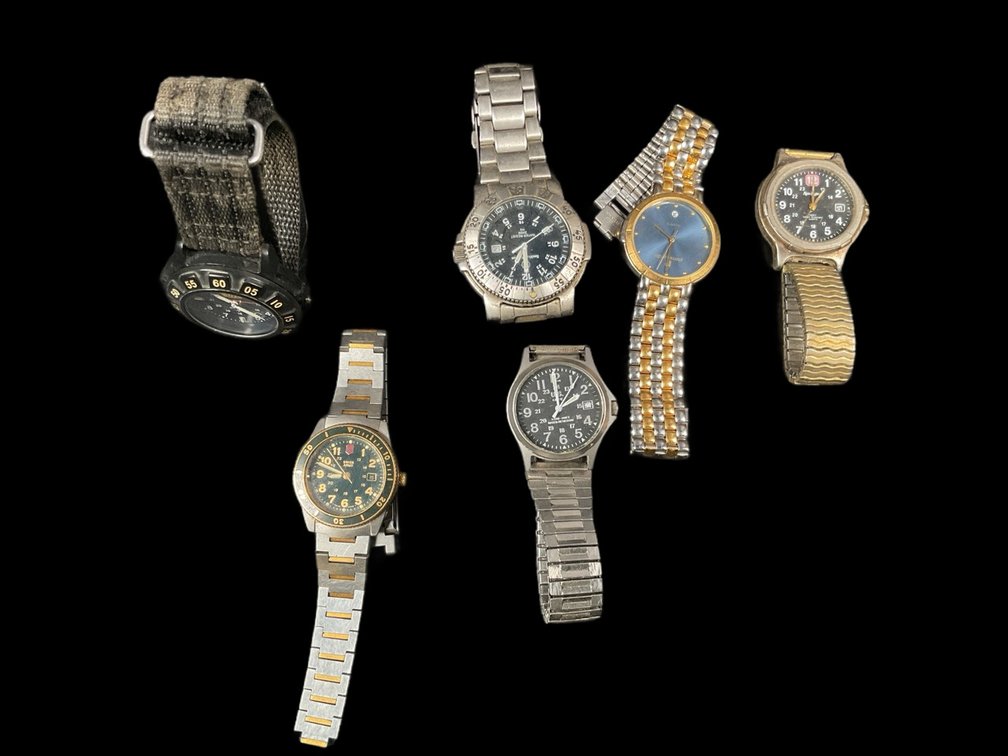 Collection of Men's Wristwatches Featuring UZI Smith & Wesson Swiss Army