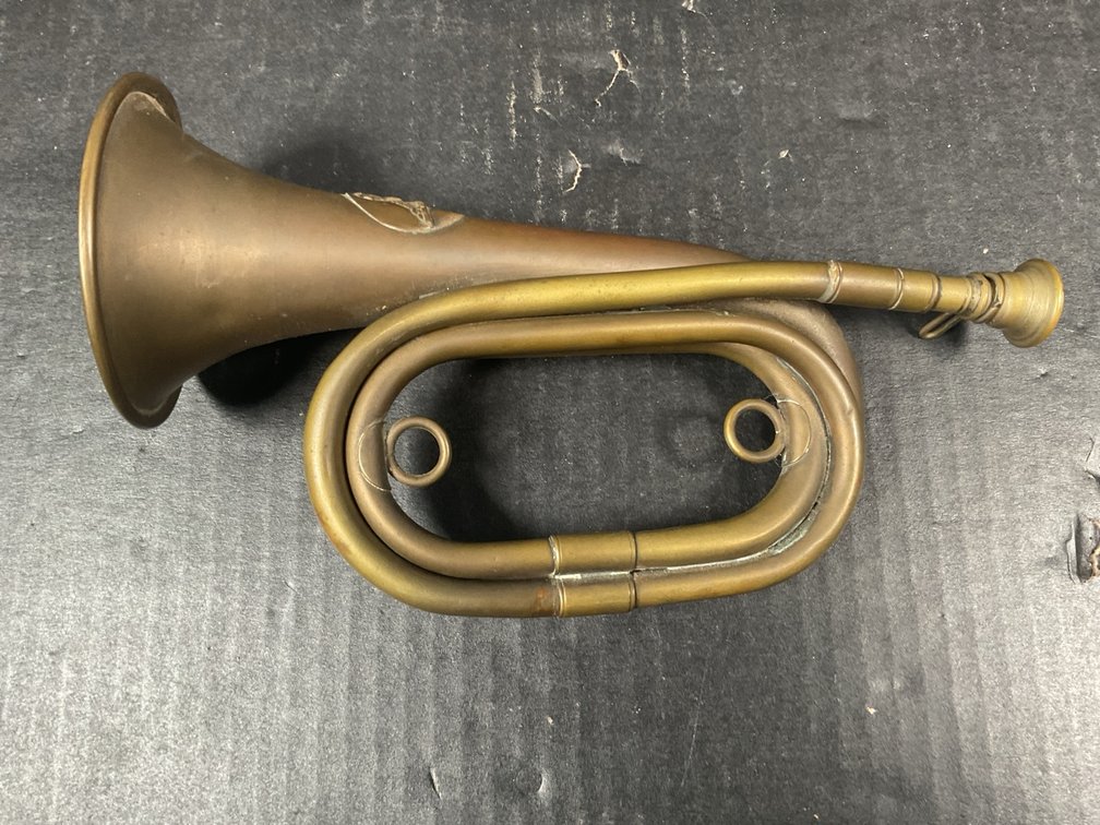 U.S. Military Brass Bugle With Applied Great Seal Emblem