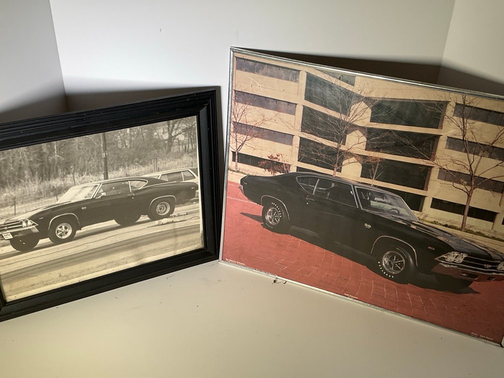 Framed 1969 Chevrolet Chevelle SS Automotive Photographs Pair