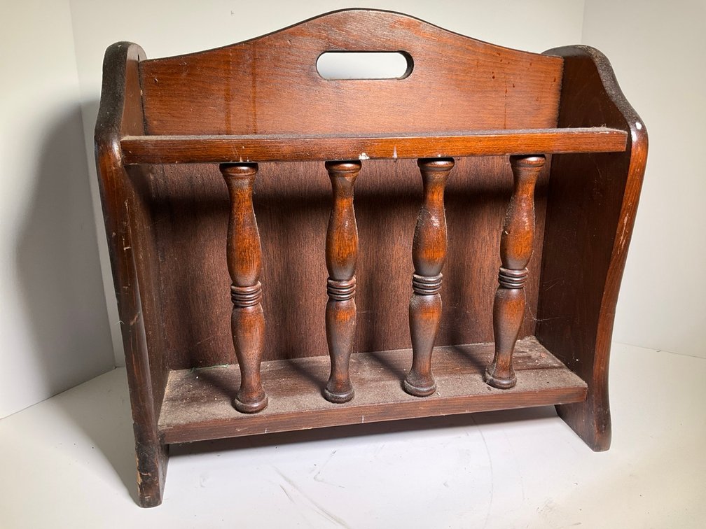 Mid-Century Colonial Style Solid Wood Magazine Rack Stand
