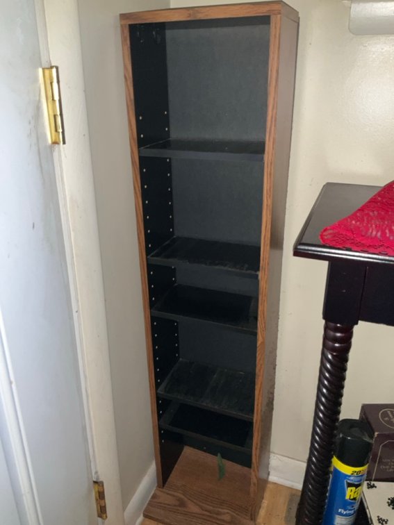Retro Faux Oak Laminate Media Storage Tower Shelf