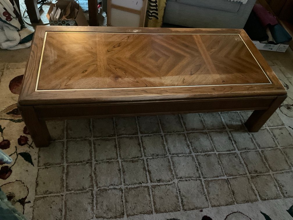Mid Century Geometric Wood Parquet Coffee Table
