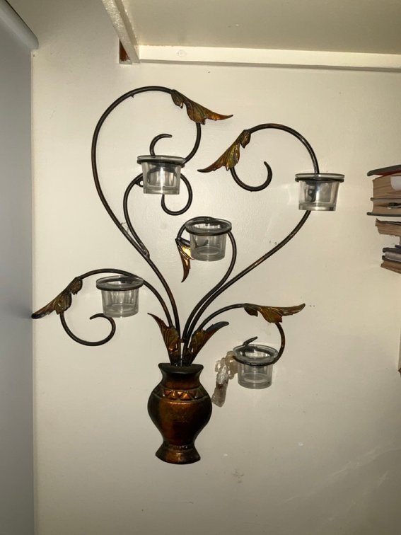 Metal Wall Sconce Candleholder with Five Glass Cups