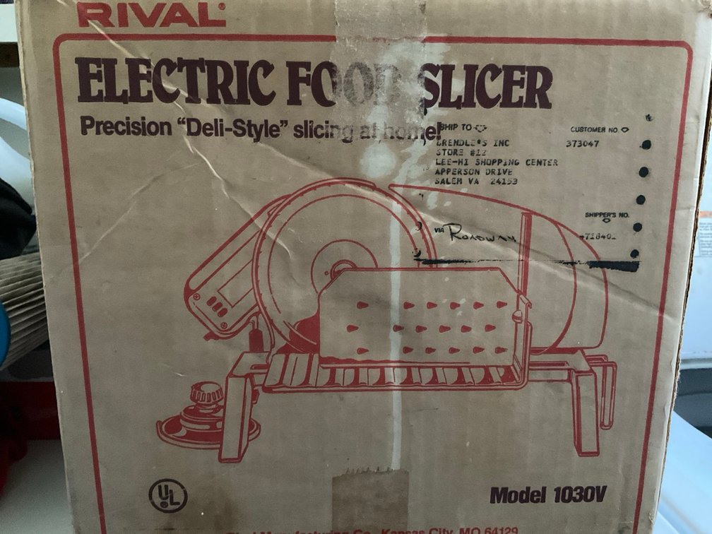 Rival Electric Food Slicer Model 1030V with Original Box