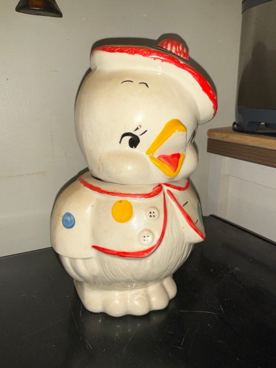 American Bisque Clown Chick Ceramic Cookie Jar
