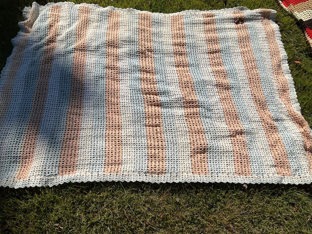 Handmade Striped Crochet Afghan Throw Blanket
