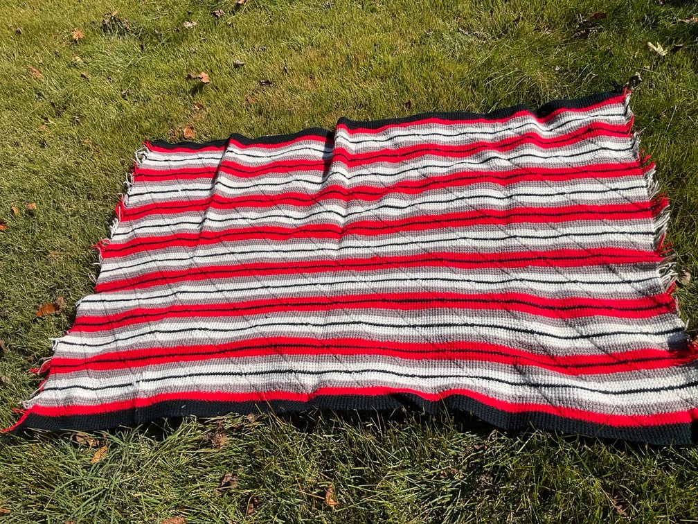 Handmade Crocheted Afghan Throw Blanket Striped Pattern