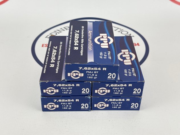 Image for (5) PPU 7.62x54R Ammunition - 100 Rounds Total