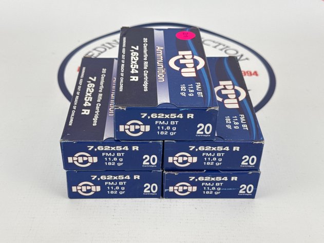 Image for (5) PPU 7.62x54R Ammunition - 100 Rounds Total