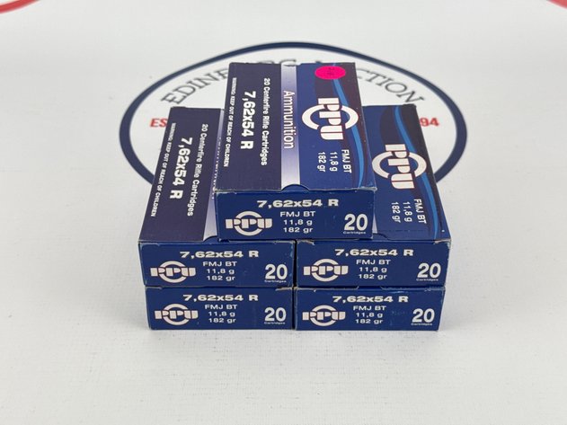 Image for (5) PPU 7.62x54R Ammunition - 100 Rounds Total