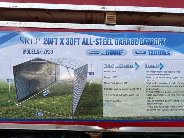 Image for E4. 2026 Unused SKLP ALL-STEEL GARAGE CARPORT