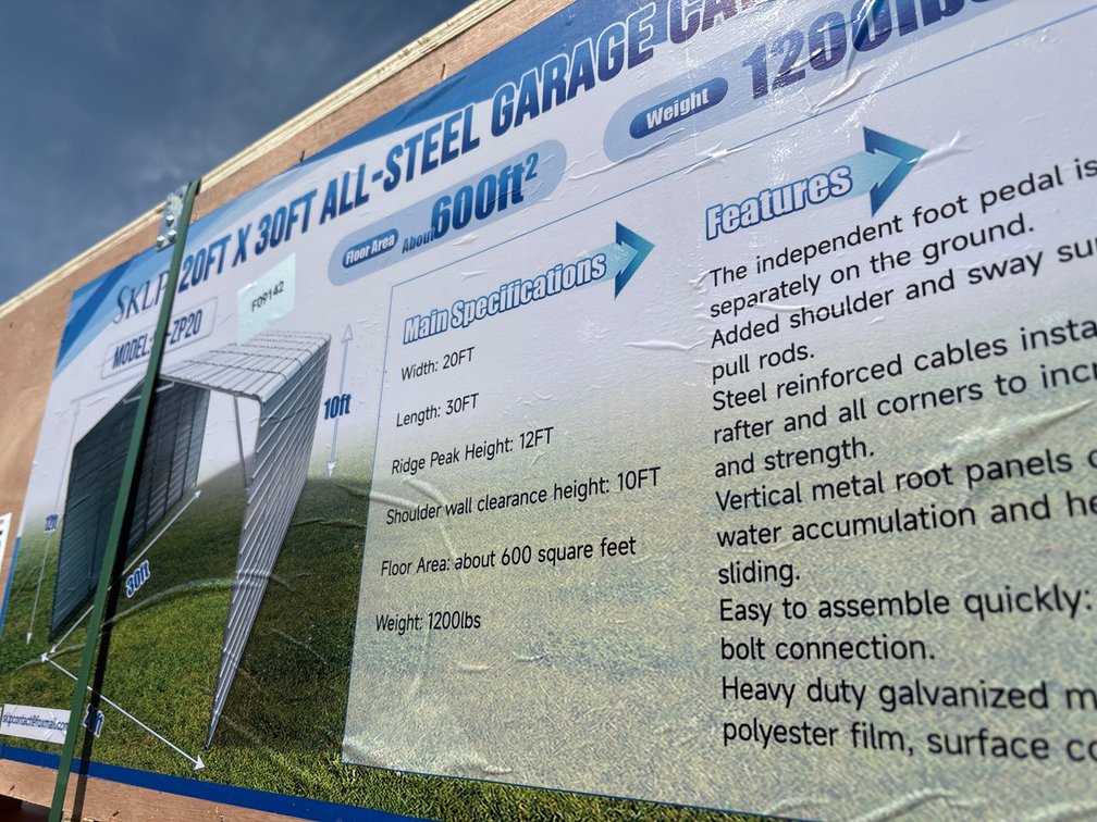 2026 Unused SKLP ALL-STEEL GARAGE CARPORT