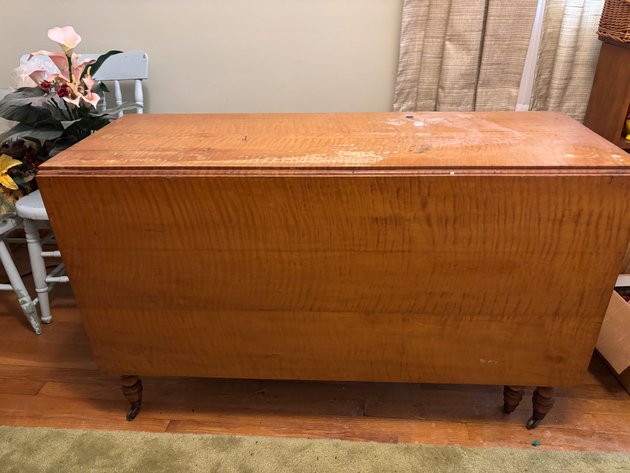 Image for Tiger Maple Drop-Leaf Table with Turned Legs and Casters
