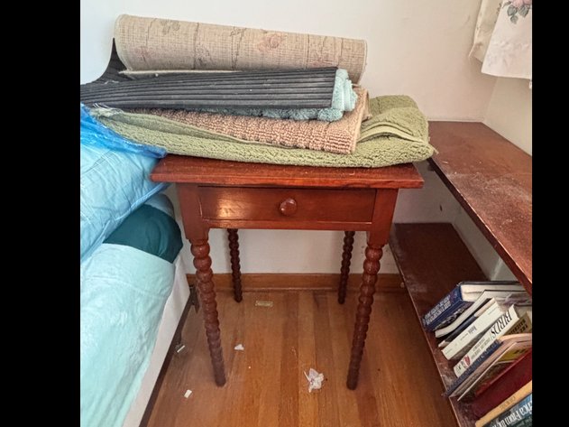 Image for Wooden Side Table with Spool-Turned Legs, Rugs, and Textiles