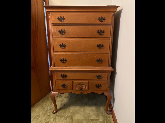 Image for Queen Anne Style Wood Highboy Chest of Drawers