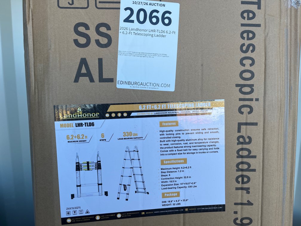 2026 Landhonor LHR-TLD6 6.2-Ft + 6.2-Ft Telescoping Ladder