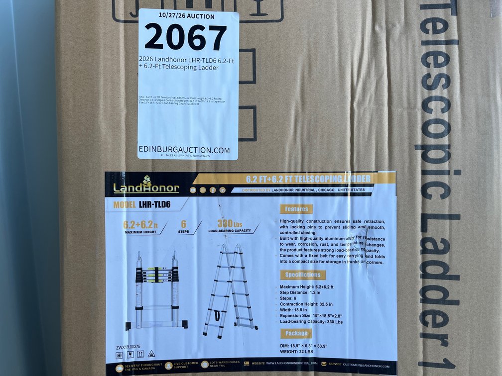 2026 Landhonor LHR-TLD6 6.2-Ft + 6.2-Ft Telescoping Ladder