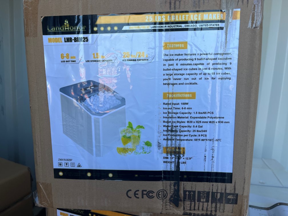 2026 Landhonor LHR-BIM25 25 Lb Bullet Ice Maker