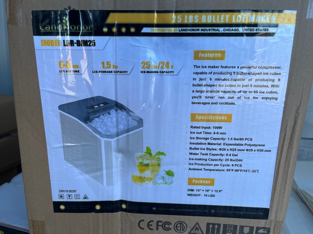 2026 Landhonor LHR-BIM25 25 Lb Bullet Ice Maker