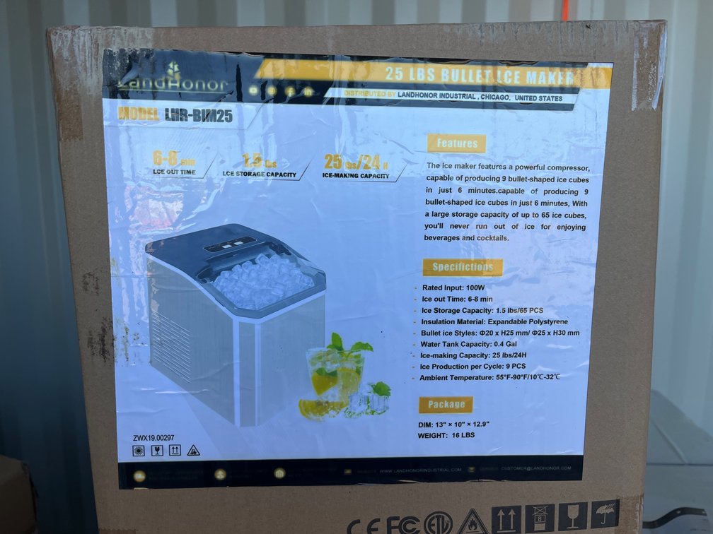 2026 Landhonor LHR-BIM25 25 Lb Bullet Ice Maker
