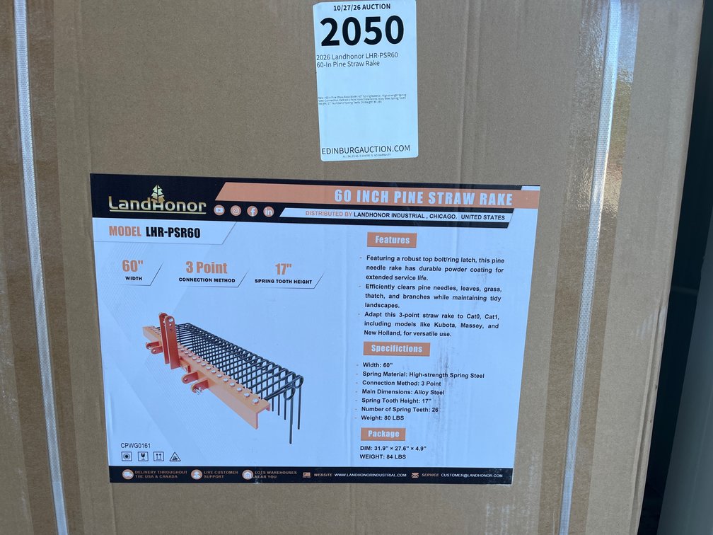 2026 Landhonor LHR-PSR60 60-In Pine Straw Rake